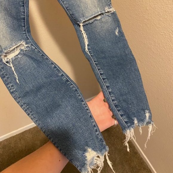 Mother Denim - High Waisted Looker Ankle Chew Skinny Jeans - Picture 5 of 6